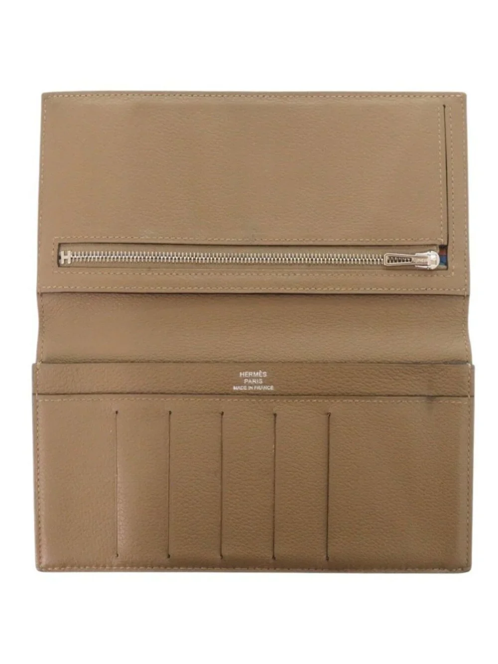 Hermes Citizen Twill Ever Color Brown Silver Wallet